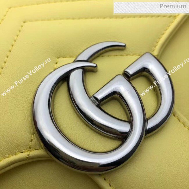 Gucci GG Marmont Matelassé Small Top Handle Bag 498110 Pastel Yellow 2020 (DLH-20051124)