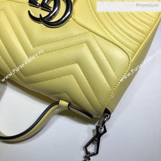 Gucci GG Marmont Matelassé Small Top Handle Bag 498110 Pastel Yellow 2020 (DLH-20051124)