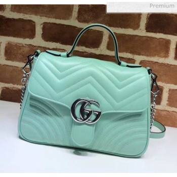 Gucci GG Marmont Matelassé Small Top Handle Bag 498110 Pastel Green 2020 (DLH-20051125)
