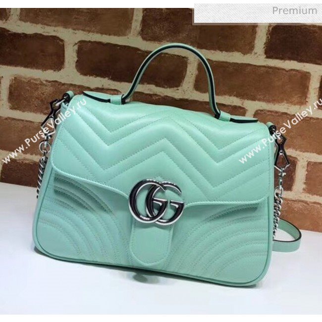 Gucci GG Marmont Matelassé Small Top Handle Bag 498110 Pastel Green 2020 (DLH-20051125)