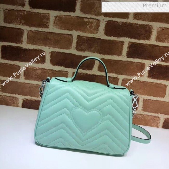 Gucci GG Marmont Matelassé Small Top Handle Bag 498110 Pastel Green 2020 (DLH-20051125)