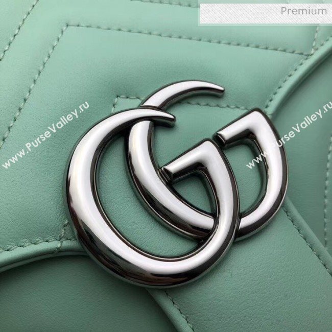 Gucci GG Marmont Matelassé Small Top Handle Bag 498110 Pastel Green 2020 (DLH-20051125)