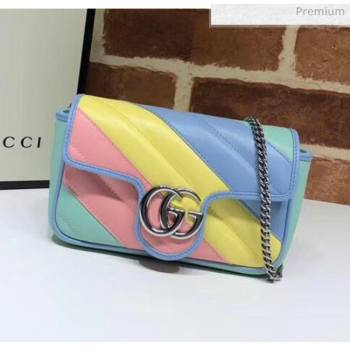 Gucci GG Marmont Matelassé Super Mini Shoulder Bag 476433 Multicolor Pastel 2020 (DLH-20051111)