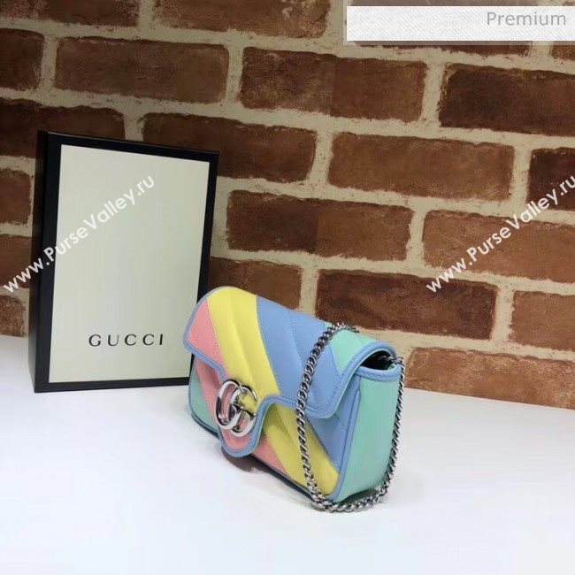 Gucci GG Marmont Matelassé Super Mini Shoulder Bag 476433 Multicolor Pastel 2020 (DLH-20051111)