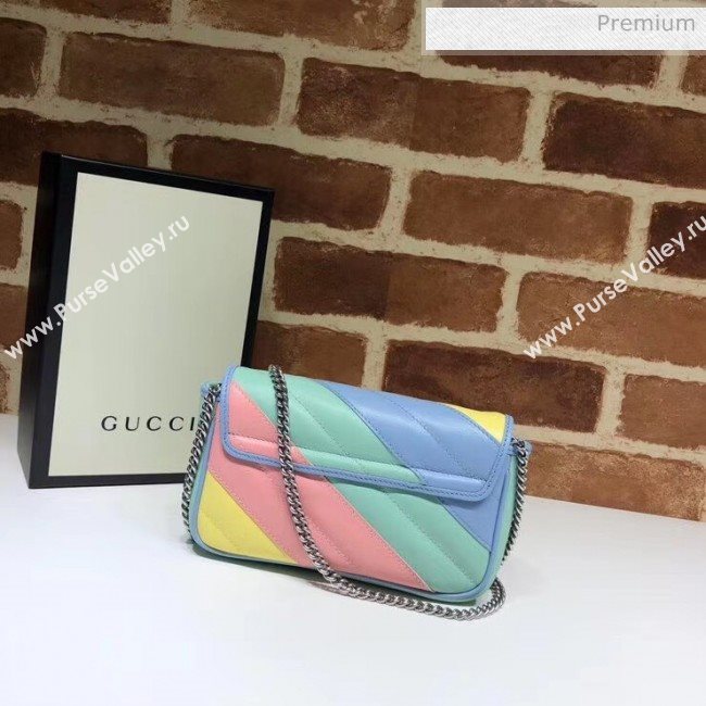 Gucci GG Marmont Matelassé Super Mini Shoulder Bag 476433 Multicolor Pastel 2020 (DLH-20051111)