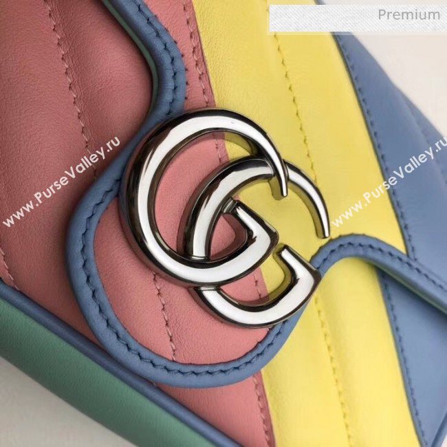 Gucci GG Marmont Matelassé Super Mini Shoulder Bag 476433 Multicolor Pastel 2020 (DLH-20051111)