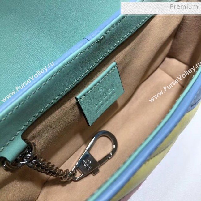 Gucci GG Marmont Matelassé Super Mini Shoulder Bag 476433 Multicolor Pastel 2020 (DLH-20051111)