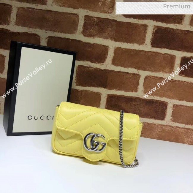 Gucci GG Marmont Matelassé Super Mini Shoulder Bag 476433 Pastel Yellow 2020 (DLH-20051112)