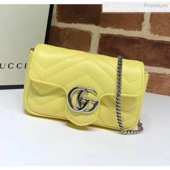 Gucci GG Marmont Matelassé Super Mini Shoulder Bag 476433 Pastel Yellow 2020 (DLH-20051112)