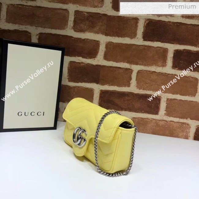 Gucci GG Marmont Matelassé Super Mini Shoulder Bag 476433 Pastel Yellow 2020 (DLH-20051112)