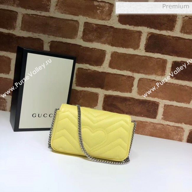 Gucci GG Marmont Matelassé Super Mini Shoulder Bag 476433 Pastel Yellow 2020 (DLH-20051112)