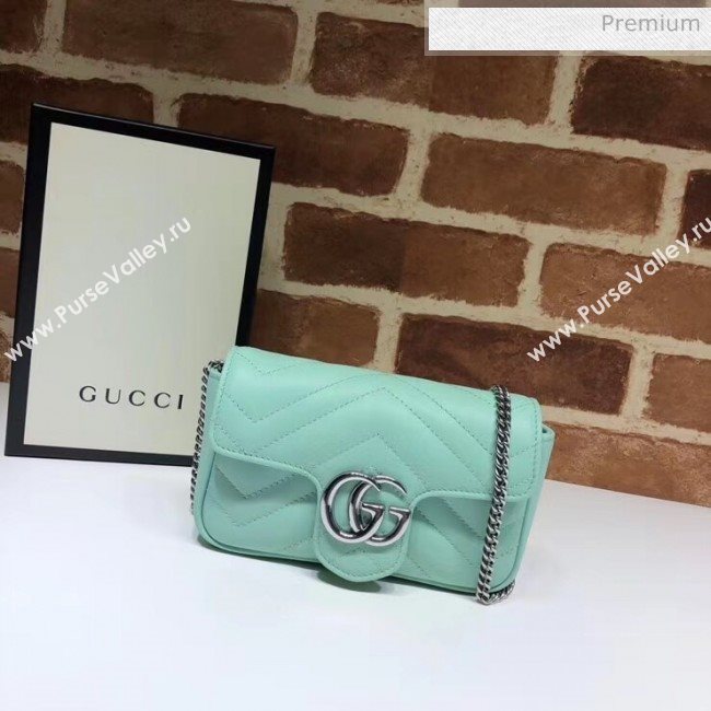 Gucci GG Marmont Matelassé Super Mini Shoulder Bag 476433 Pastel Green 2020 (DLH-20051113)