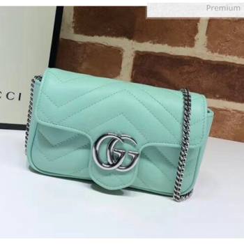 Gucci GG Marmont Matelassé Super Mini Shoulder Bag 476433 Pastel Green 2020 (DLH-20051113)