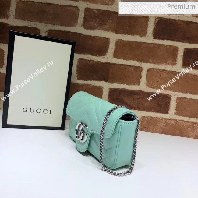 Gucci GG Marmont Matelassé Super Mini Shoulder Bag 476433 Pastel Green 2020 (DLH-20051113)
