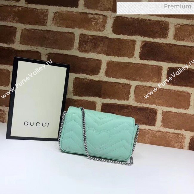 Gucci GG Marmont Matelassé Super Mini Shoulder Bag 476433 Pastel Green 2020 (DLH-20051113)