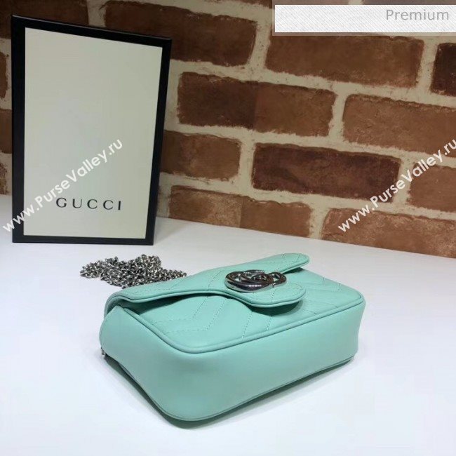 Gucci GG Marmont Matelassé Super Mini Shoulder Bag 476433 Pastel Green 2020 (DLH-20051113)