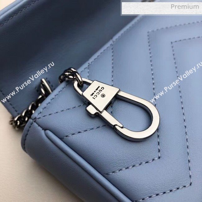 Gucci GG Marmont Matelassé Super Mini Shoulder Bag 476433 Pastel Blue 2020 (DLH-20051114)