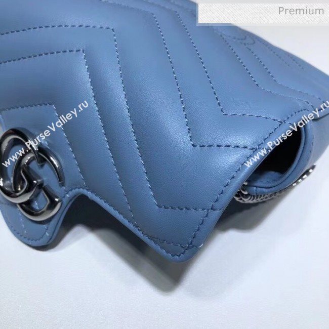 Gucci GG Marmont Matelassé Super Mini Shoulder Bag 476433 Pastel Blue 2020 (DLH-20051114)