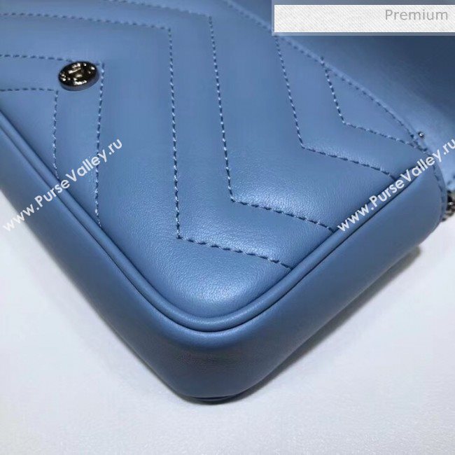 Gucci GG Marmont Matelassé Super Mini Shoulder Bag 476433 Pastel Blue 2020 (DLH-20051114)