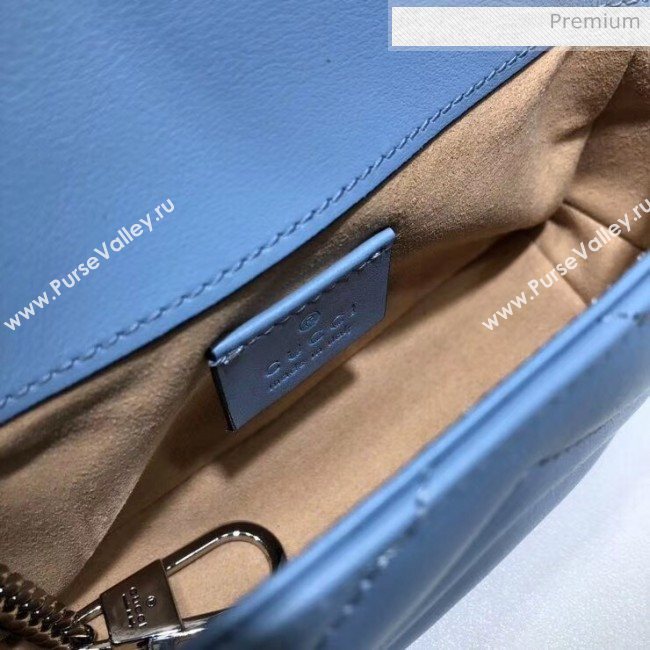Gucci GG Marmont Matelassé Super Mini Shoulder Bag 476433 Pastel Blue 2020 (DLH-20051114)