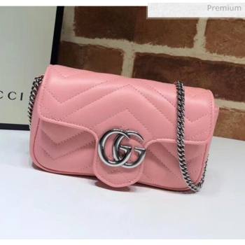 Gucci GG Marmont Matelassé Super Mini Shoulder Bag 476433 Pastel Pink 2020 (DLH-20051115)