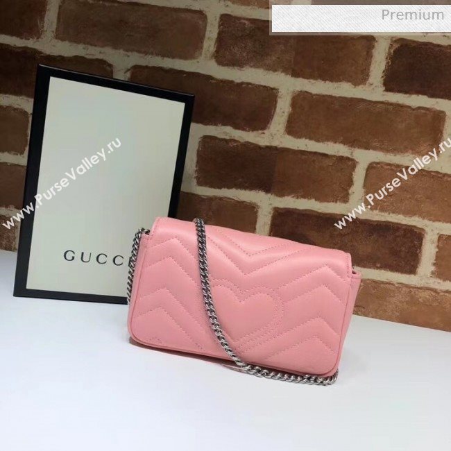 Gucci GG Marmont Matelassé Super Mini Shoulder Bag 476433 Pastel Pink 2020 (DLH-20051115)