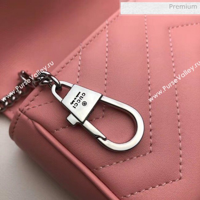 Gucci GG Marmont Matelassé Super Mini Shoulder Bag 476433 Pastel Pink 2020 (DLH-20051115)