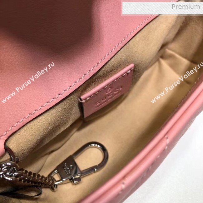 Gucci GG Marmont Matelassé Super Mini Shoulder Bag 476433 Pastel Pink 2020 (DLH-20051115)