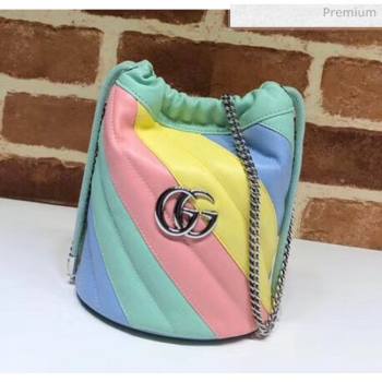 Gucci GG Marmont Matelassé Mini Bucket Bag 575163 Multicolor Pastel 2020 (DLH-20051131)