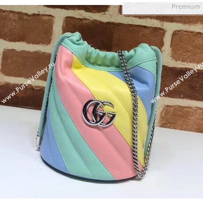 Gucci GG Marmont Matelassé Mini Bucket Bag 575163 Multicolor Pastel 2020 (DLH-20051131)