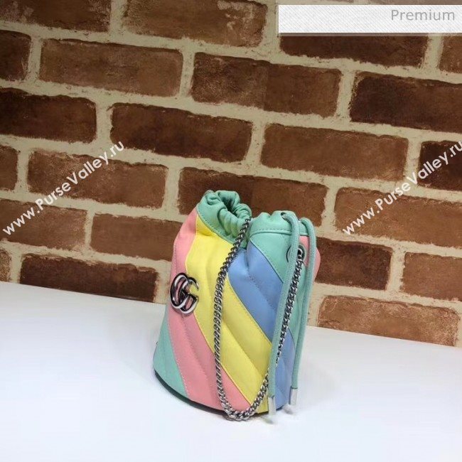 Gucci GG Marmont Matelassé Mini Bucket Bag 575163 Multicolor Pastel 2020 (DLH-20051131)