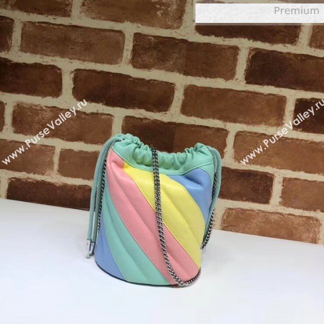 Gucci GG Marmont Matelassé Mini Bucket Bag 575163 Multicolor Pastel 2020 (DLH-20051131)