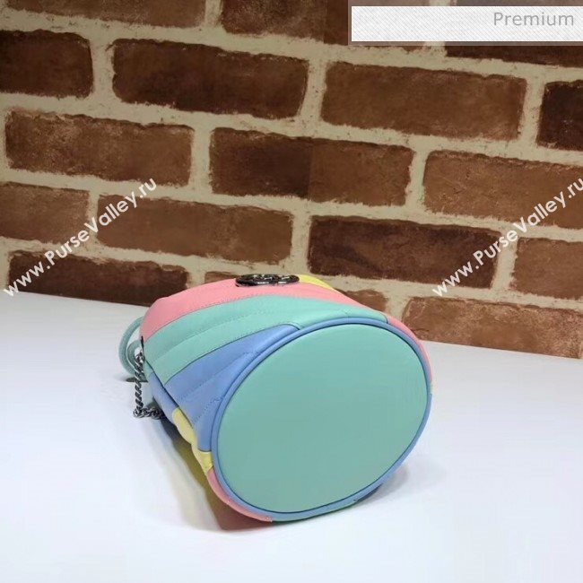 Gucci GG Marmont Matelassé Mini Bucket Bag 575163 Multicolor Pastel 2020 (DLH-20051131)