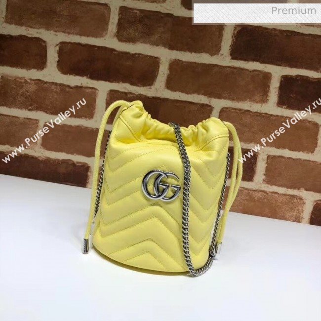 Gucci GG Marmont Matelassé Mini Bucket Bag 575163 Pastel Yellow 2020 (DLH-20051132)