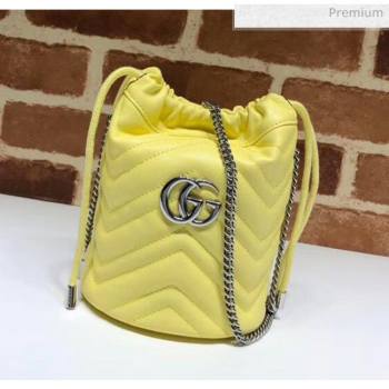 Gucci GG Marmont Matelassé Mini Bucket Bag 575163 Pastel Yellow 2020 (DLH-20051132)