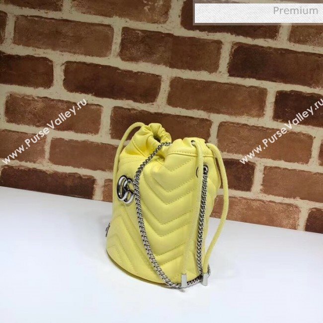 Gucci GG Marmont Matelassé Mini Bucket Bag 575163 Pastel Yellow 2020 (DLH-20051132)