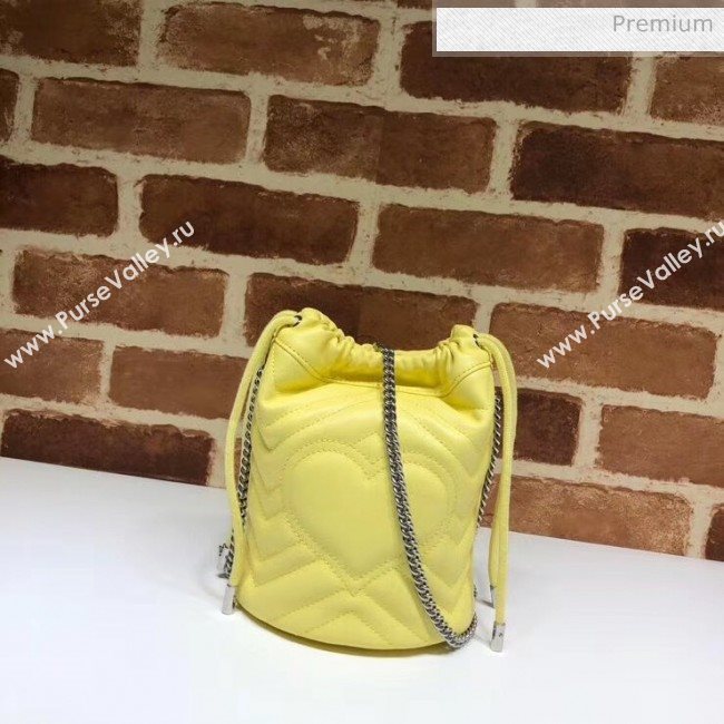 Gucci GG Marmont Matelassé Mini Bucket Bag 575163 Pastel Yellow 2020 (DLH-20051132)