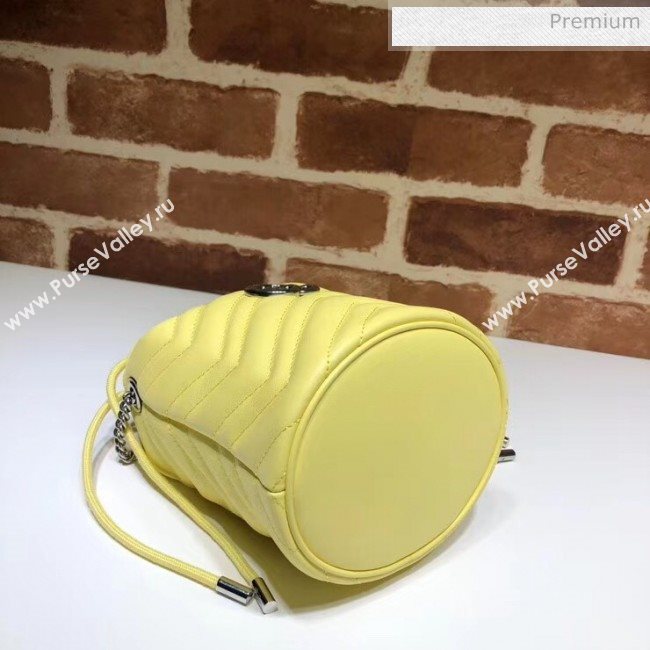 Gucci GG Marmont Matelassé Mini Bucket Bag 575163 Pastel Yellow 2020 (DLH-20051132)