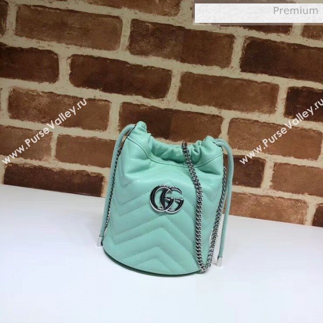 Gucci GG Marmont Matelassé Mini Bucket Bag 575163 Pastel Green 2020 (DLH-20051133)