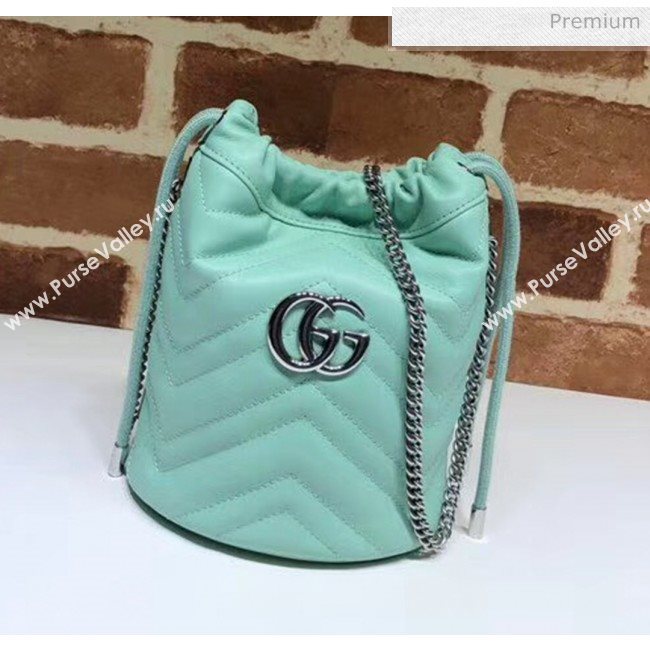 Gucci GG Marmont Matelassé Mini Bucket Bag 575163 Pastel Green 2020 (DLH-20051133)