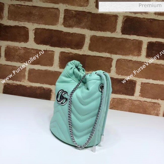 Gucci GG Marmont Matelassé Mini Bucket Bag 575163 Pastel Green 2020 (DLH-20051133)