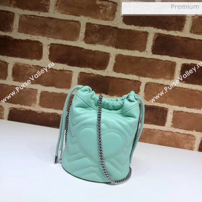 Gucci GG Marmont Matelassé Mini Bucket Bag 575163 Pastel Green 2020 (DLH-20051133)