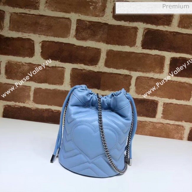 Gucci GG Marmont Matelassé Mini Bucket Bag 575163 Pastel Blue 2020 (DLH-20051134)
