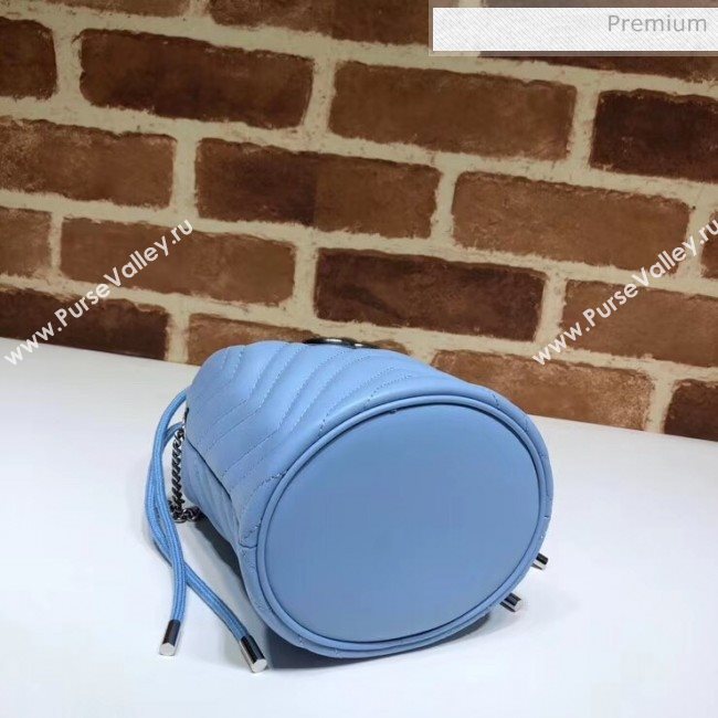Gucci GG Marmont Matelassé Mini Bucket Bag 575163 Pastel Blue 2020 (DLH-20051134)