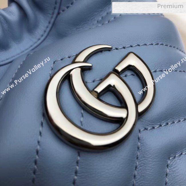 Gucci GG Marmont Matelassé Mini Bucket Bag 575163 Pastel Blue 2020 (DLH-20051134)