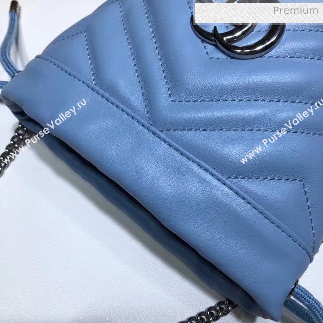 Gucci GG Marmont Matelassé Mini Bucket Bag 575163 Pastel Blue 2020 (DLH-20051134)