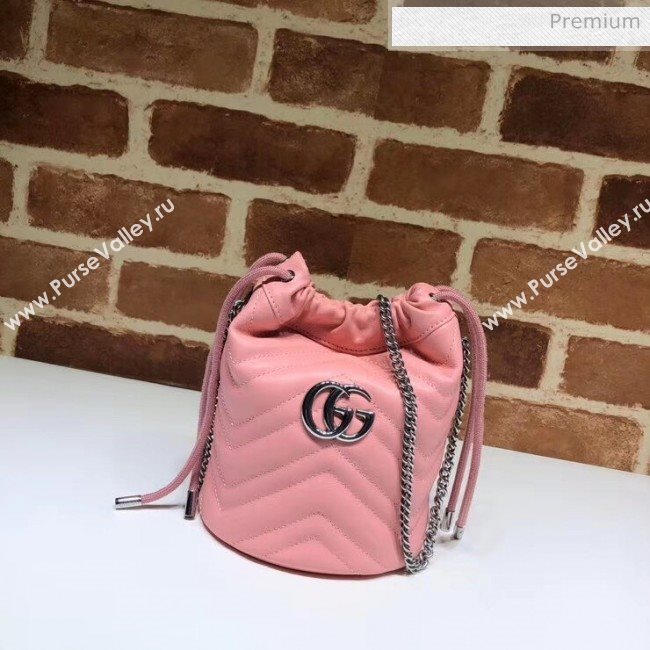 Gucci GG Marmont Matelassé Mini Bucket Bag 575163 Pastel Pink 2020 (DLH-20051135)