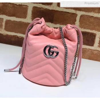 Gucci GG Marmont Matelassé Mini Bucket Bag 575163 Pastel Pink 2020 (DLH-20051135)