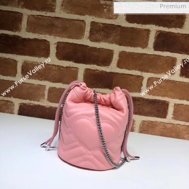 Gucci GG Marmont Matelassé Mini Bucket Bag 575163 Pastel Pink 2020 (DLH-20051135)