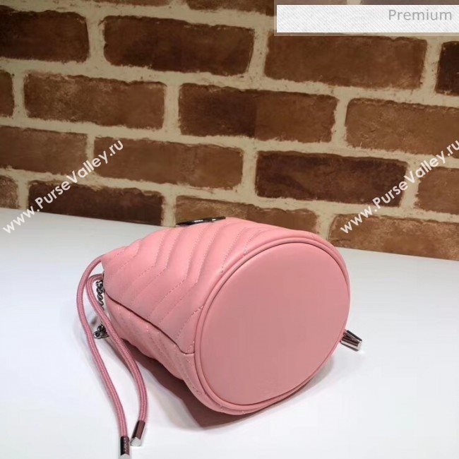 Gucci GG Marmont Matelassé Mini Bucket Bag 575163 Pastel Pink 2020 (DLH-20051135)